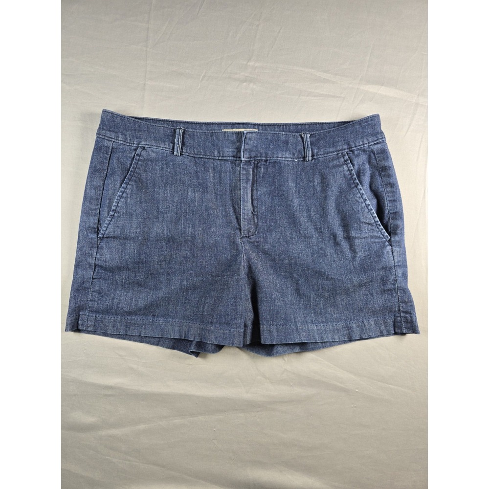 Banana Republic Womens Denim Short, Size 12 Hampton Fit Flat Front Slash Pockets